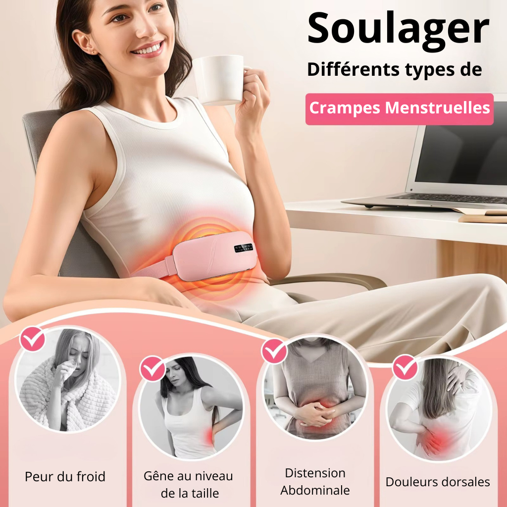 Coussin Chauffant Portable Sans-fil Batterie 5000 mAh 3 niveaux de chaleur