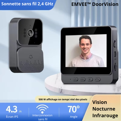 Sonnette Vidéo Sans WiFi | Écran IPS 4,3" | Vision Nocturne | EMVEE™