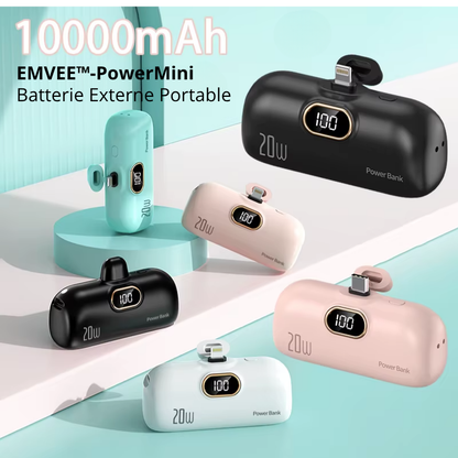 Mini-Batterie Externe Portable 10 000 mAh | Câbles Intégrés | EMVEE™ PowerMini