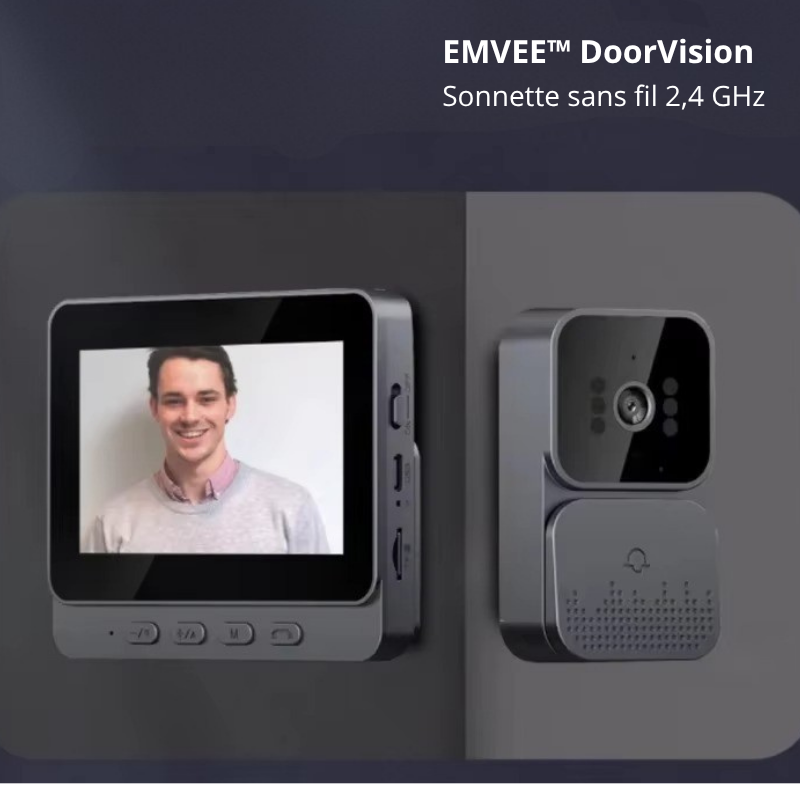 Sonnette Vidéo Sans WiFi | Écran IPS 4,3" | Vision Nocturne | EMVEE™