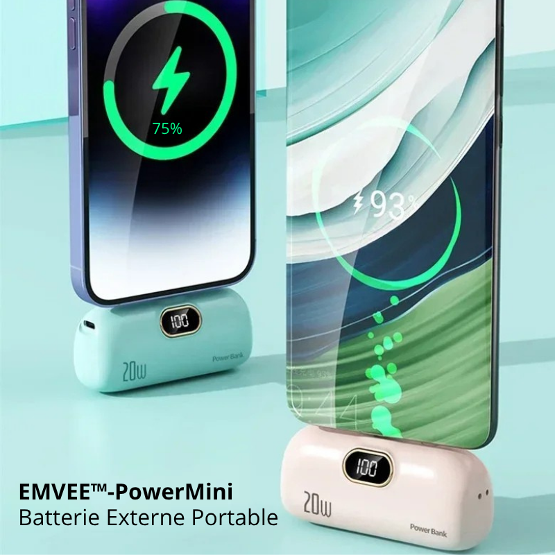 Mini-Batterie Externe Portable 10 000 mAh | Câbles Intégrés | EMVEE™ PowerMini