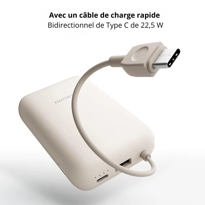 xiaomi batterie externe 22.5 10000 cable usb c integre affichage led chargeur poche avion
