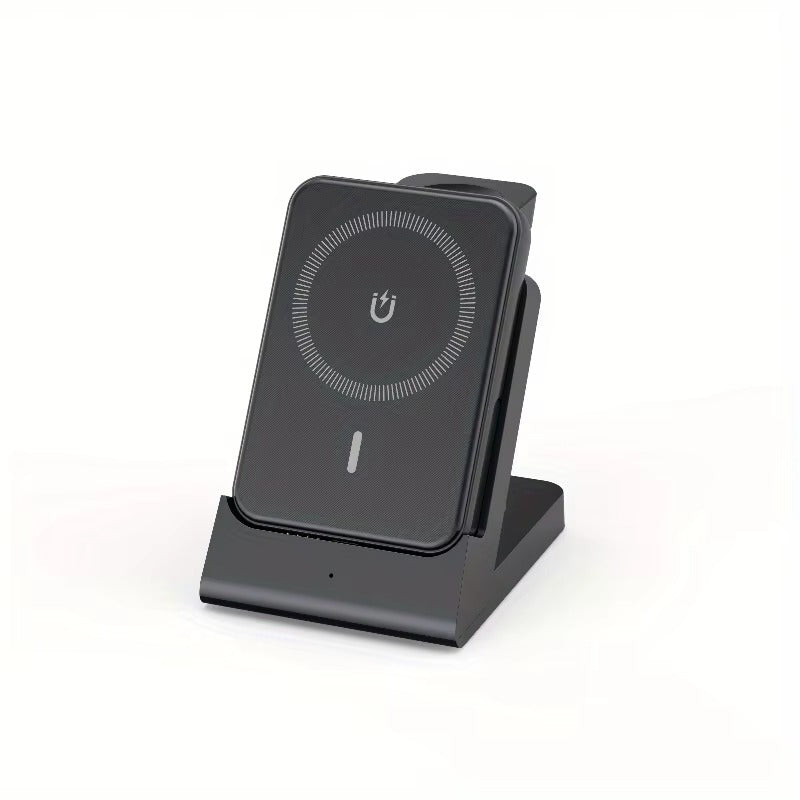 batterie externe detachable 3 en 1 charge sans fil magnetique 15w magsafe noir