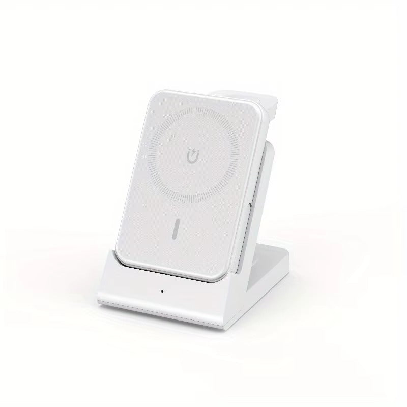 batterie externe detachable 3 en 1 charge sans fil magnetique 15w magsafe blanc