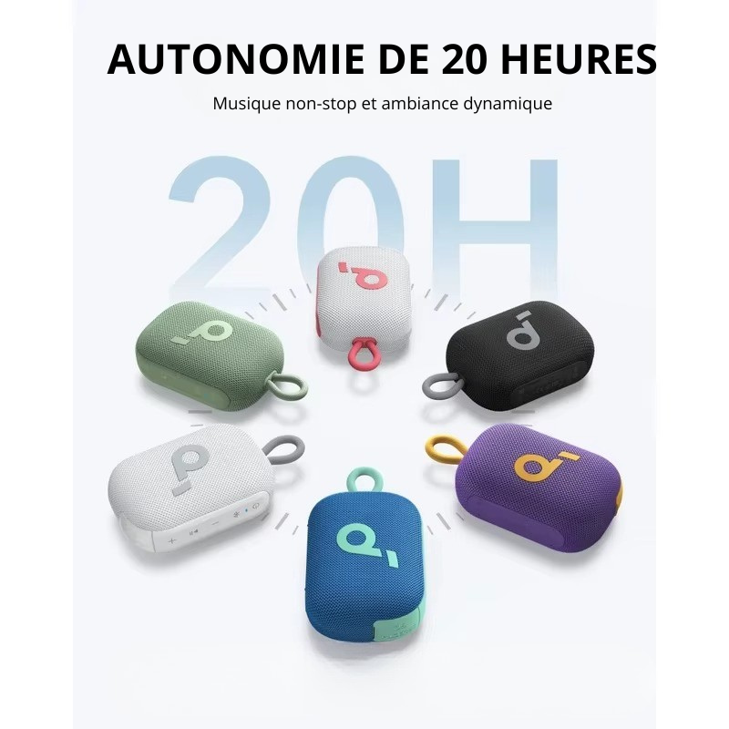 Soundcore Select Haut-parleur Bluetooth 4 Go, ultra portable, jusqu'à 20 heures de lecture, étanche IP67 et anti-poussière
