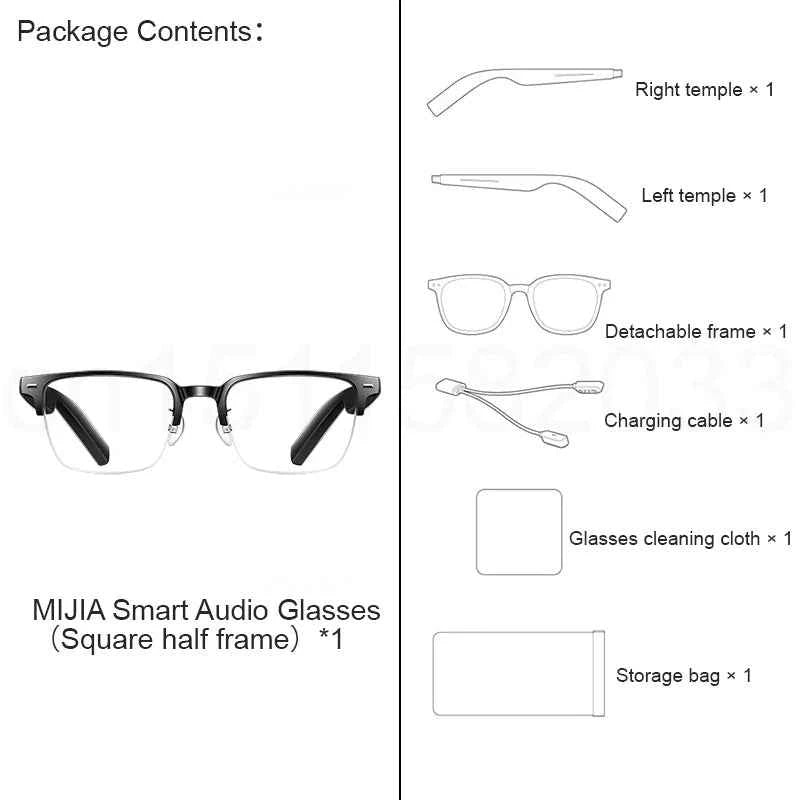Lunettes audio intelligentes XIAOMI MIJIA édition Joyful, casque Bluetooth 5.2, détachable, longue autonomie, charge rapide 2h, son anti-fuite