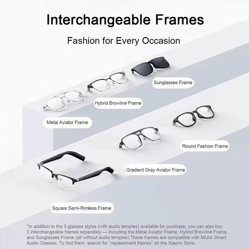 lunettes audio intelligentes xiaomi mijia edition joyful casque Bluetooth 5 2 detachable longue autonomie charge rapide son anti-fuite