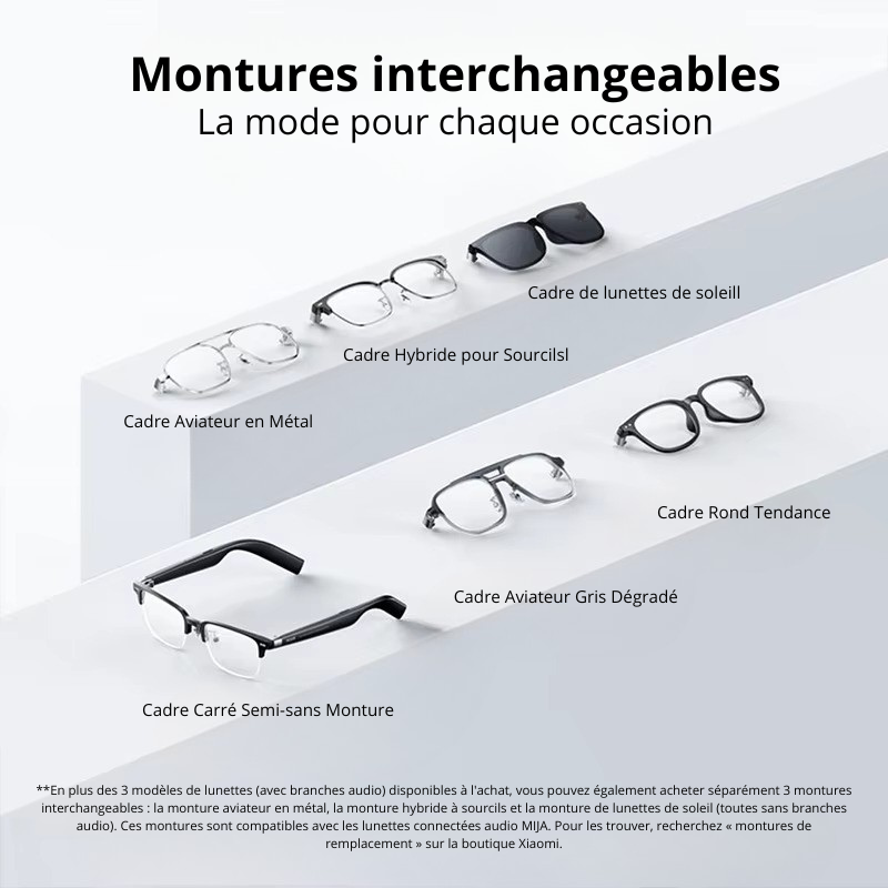 lunettes audio intelligentes xiaomi mijia edition joyful casque Bluetooth 5 2 detachable longue autonomie charge rapide son anti-fuite
