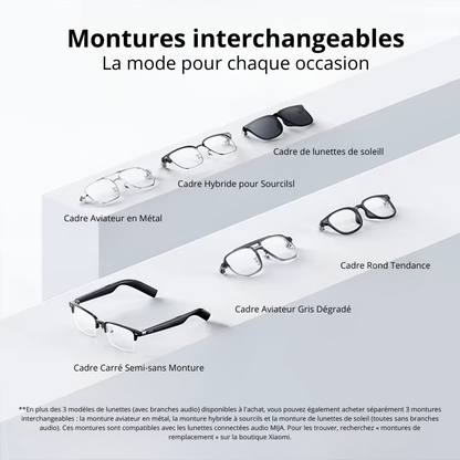 lunettes audio intelligentes xiaomi mijia edition joyful casque Bluetooth 5 2 detachable longue autonomie charge rapide son anti-fuite