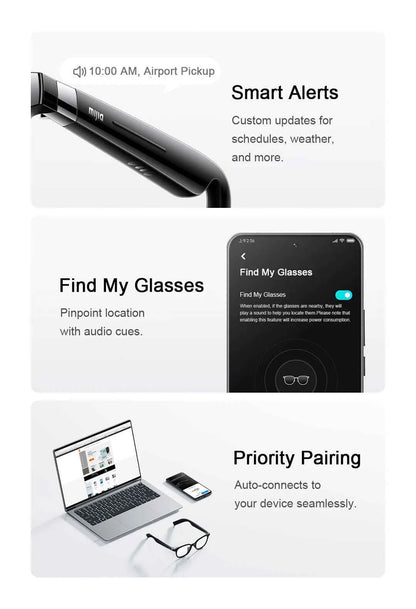 lunettes audio intelligentes xiaomi mijia edition joyful casque Bluetooth 5 2 detachable longue autonomie charge rapide son anti-fuite