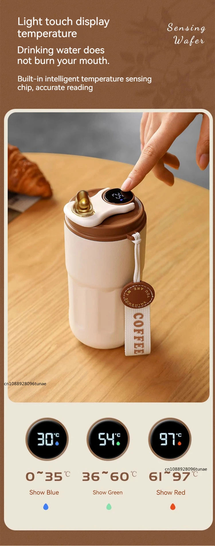 Thermos Intelligent Inoxydable à affichage numérique