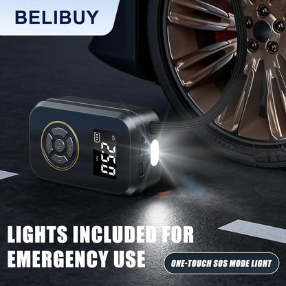Gonfleur Pneu Portable BELIBUY 80W | Compresseur Air Électrique Affichage Digital