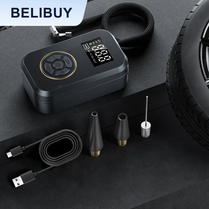 Gonfleur Pneu Portable BELIBUY 80W | Compresseur Air Électrique Affichage Digital