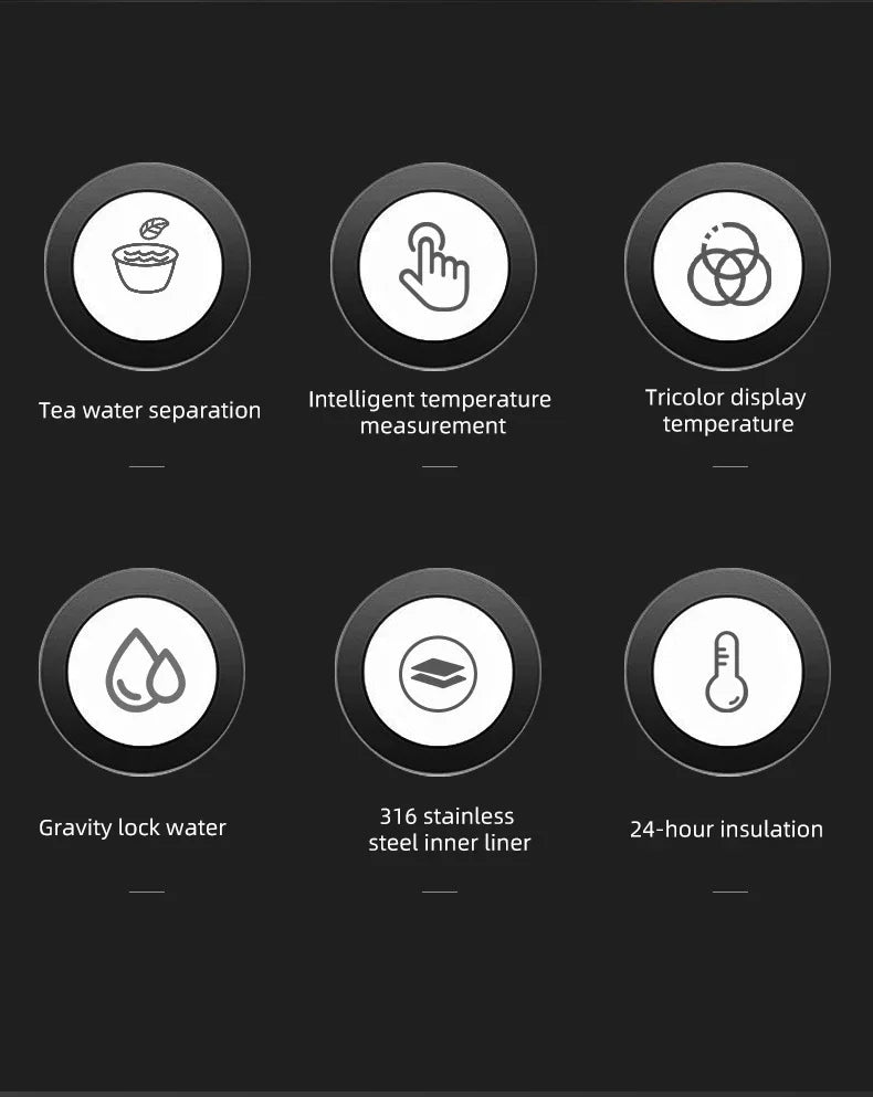 Thermos Intelligent Inoxydable avec Affichage LED pour Température Précise