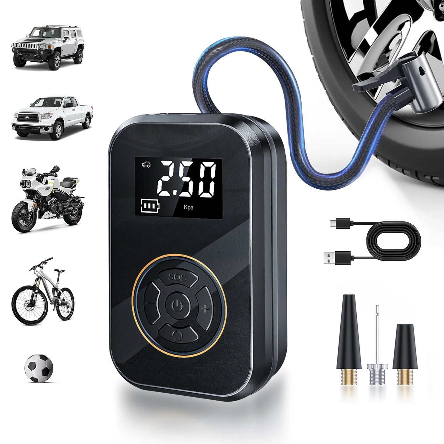 Gonfleur Pneu Portable BELIBUY 80W | Compresseur Air Électrique Affichage Digital