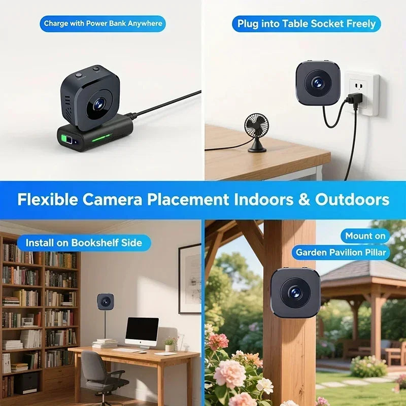 Mini Caméra de Surveillance 4K WiFi | Audio Bidirectionnel, Détection de Mouvement, Vision Nocturne | EMVEE™
