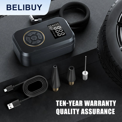 Gonfleur Pneu Portable BELIBUY 80W | Compresseur Air Électrique Affichage Digital