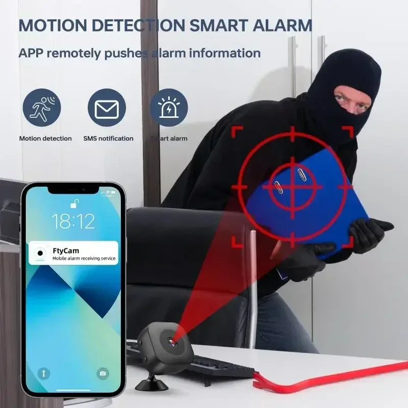 Mini Caméra de Surveillance 4K WiFi | Audio Bidirectionnel, Détection de Mouvement, Vision Nocturne | EMVEE™