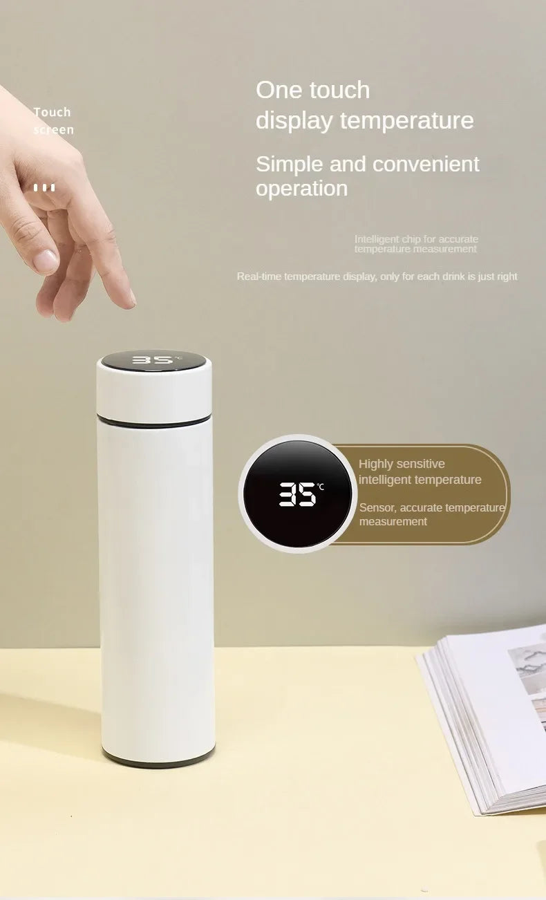 thermos intelligent inoxidable affichage numerique led bouteille tasse acier 3 variants sealing one touch