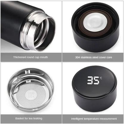 thermos intelligent inoxidable affichage numerique led bouteille tasse acier 3 variants sealing