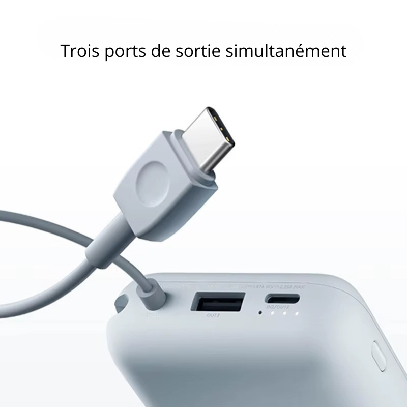 xiaomi batterie externe 22.5 10000 cable usb c integre affichage led chargeur poche avion