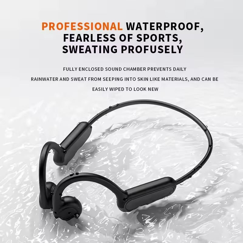 ecouteurs bluetooth conduction osseuse sport ultra leger 25g 11h autonomie etanche transpiration abondante eau noir variant
