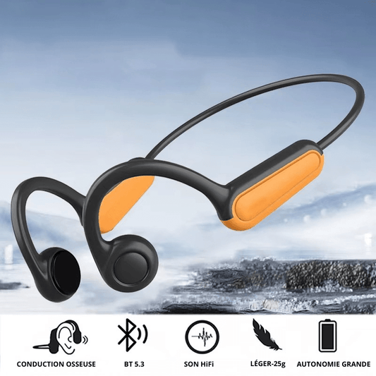 ecouteurs bluetooth conduction o sseuse sport ultra leger 25g 11h autonomie grande noir jaune